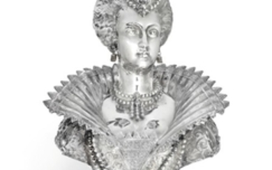 A French silvered bronze bust of Maria de' Medici, Mathurin Moreau for E. Lohse, Paris, circa 1880