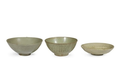 Three Chinese celadon-glazed dishes and bowls, Southern