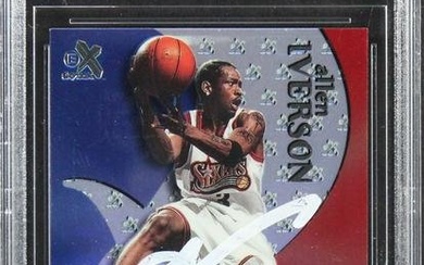 76ers Allen Iverson Signed 1999 E-X #45 Card Autographed BAS Slabbed