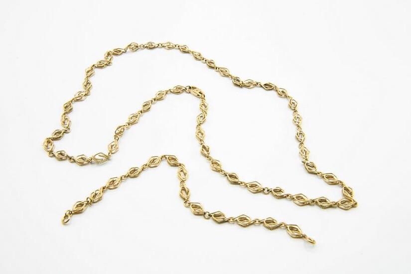 A CONTEMPORARY 18CT YELLOW GOLD NECKLACE AND BRACELET