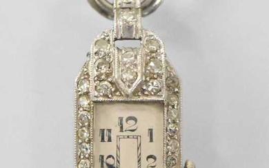 A 1930s Art Deco platinum and diamond set lady's wristwatch...