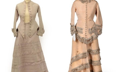 A 19th Century Cream Silk Wedding Outfit, comprising a fitted...