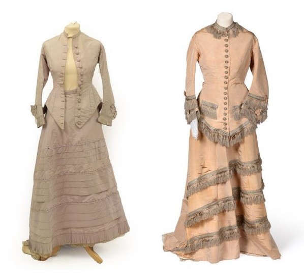 A 19th Century Cream Silk Wedding Outfit, comprising a fitted...