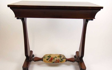 A 19th century mahogany side table, the top over single...