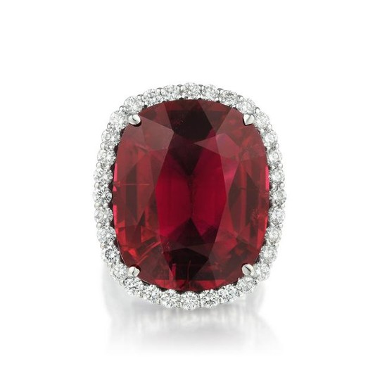 A 24.46-Carat Rubellite and Diamond Ring
