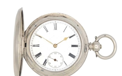 A .935 silver-cased full hunter key wind pocket watch. The u...
