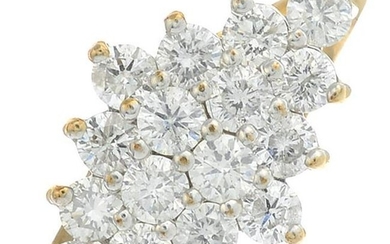 A 9ct gold brilliant-cut diamond cluster ring.Estimated