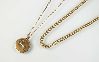 A 9ct gold flat curb link necklace