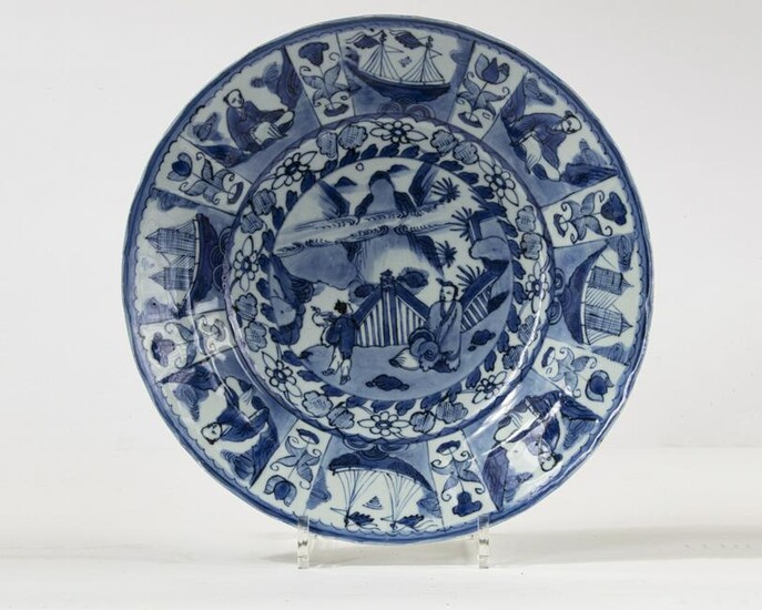A BLUE AND WHITE PLATE, CHINA, TRANSITIONAL PERIOD