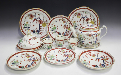 A Barr Worcester porcelain Two Quail pattern part service, 1792-1804, decorated in the Kakiemon pale