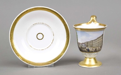 A Berlin view cup and saucer, KPM