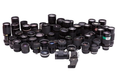A Box of Miscellaneous Camera Lenses.