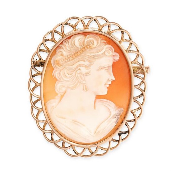 A CAMEO BROOCH set with a carved shell cameo depicting