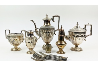 A COLLECTION OF SILVER PLATED WARE, comprising a Victorian a...