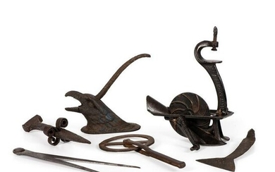 A Cast Iron Table-Top Nut Cracker and Other Iron