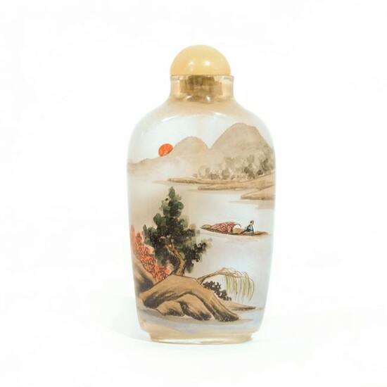A Chinese Landscape Glass Snuff Bottle