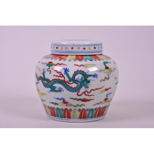 A Chinese doucai porcelain ginger jar and cover, decorated w...