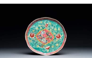 A Chinese famille rose tray for the Straits or Peranakan mar...