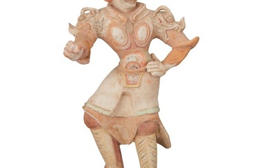 A Chinese large painted pottery figure of a Lokapala