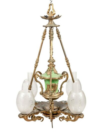 A Continental Gilt Bronze and Glass Chandelier