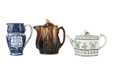 A Creamware Teapot, Rockingham Pitcher, and Royal