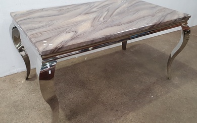 A FAUX MARBLE TOP TABLE