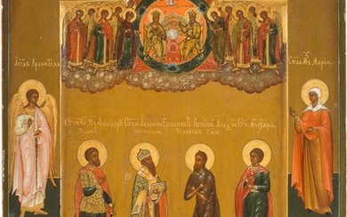 A FINE ICON SHOWING THE NEW TESTAMENT TRINTIY AND