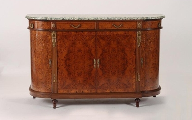 A FRENCH MARBLE TOP BURL WALNUT SERVER C 1910