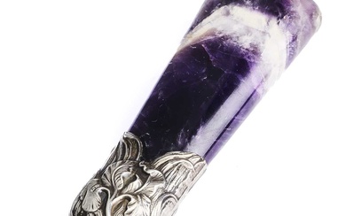 A FRENCH SILVER-MOUNTED AMETHYST DESK SEAL, TAILLERIE DE ROYAT, ROYAT-LES-BAINS, EARLY 20TH CENTURY