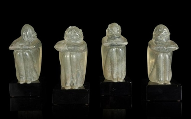 A Group of Four Glass Figural Groups