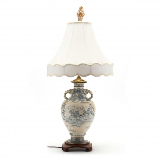 A Japanese Blue and White Vase Lamp