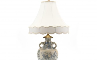 A Japanese Blue and White Vase Lamp