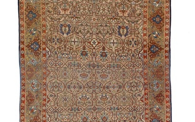 A Kashan rug, Persia. A highly decorative continuous stylised flowers and foliage lattice design. Knotted with kork wool. C. 1940. 215×141 cm.