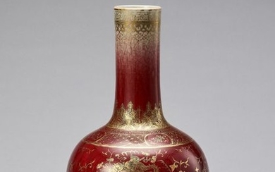 A LANGYAO GLAZED AND GILT PAINTED BOTTLE VASE,...