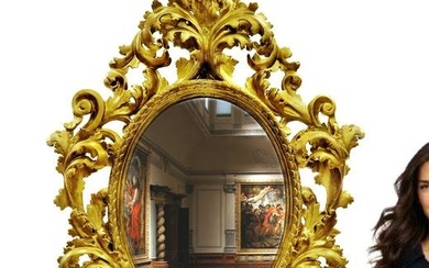 A LARGE GILTWOOD ROCOCO STYLE MIRROR, LATE 19TH CENTURY