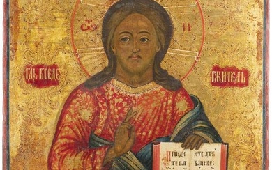 A LARGE ICON SHOWING CHRIST PANTOKRATOR Russian, 1st half 1
