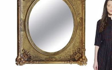 A Large 19th Century French Gold Gilt Wood Framed Wall Mirror