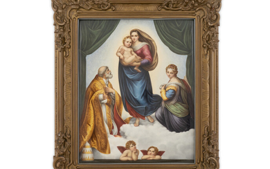 A Large KPM Porcelain Plaque; The Madonna di San Sisto