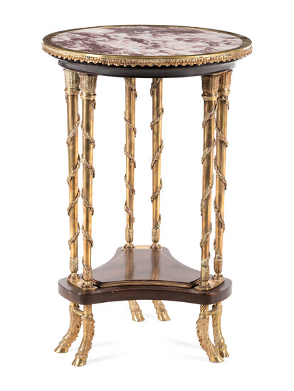 A Louis XVI Style Gilt Bronze and Marble-Top Guéridon in the Manner of Adam Weisweiler