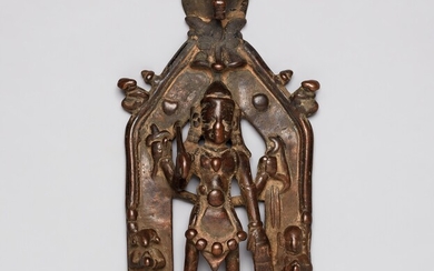 A Maharashtra copper alloy plaque of Virabhadra. 19th century