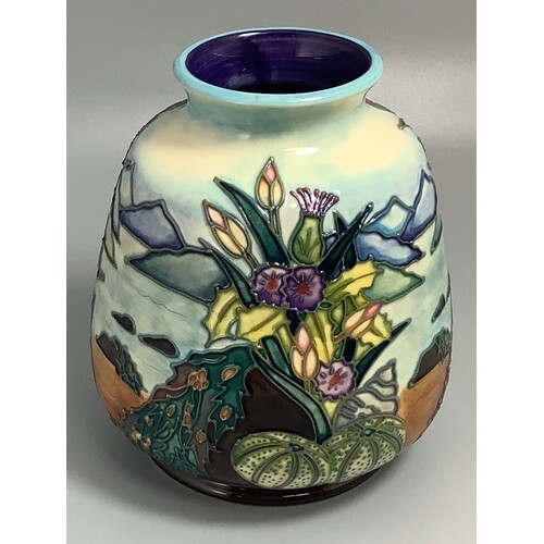 A Moorcroft Design Studio pottery vase of oviform shape with...