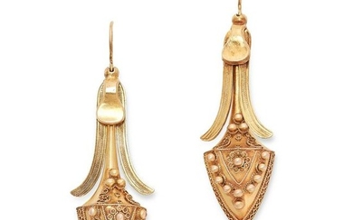 A PAIR OF ANTIQUE DROP EARRINGS, 19TH CENTURY in yellow