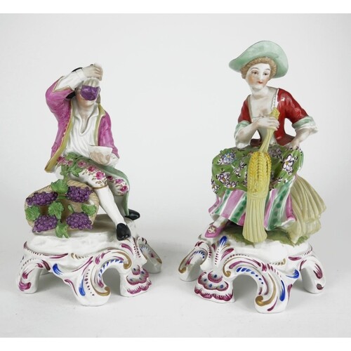 A PAIR OF GERMAN PORCELAIN FIGURES, YOUNG GIRL AND BEAU Wear...