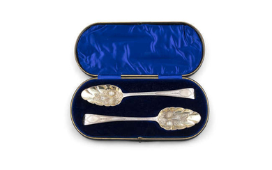 A PAIR OF SILVER BERRY SPOONS, London c.1800,...