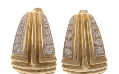 A Pair of Diamond & 18K Earrings by R. Stone