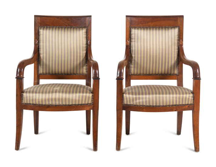A Pair of Louis Philippe Walnut Fauteuils