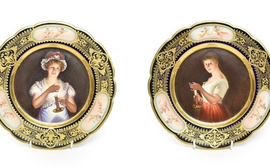 A Pair of Vienna Style Porcelain Cabinet Plates, circa 1900,...