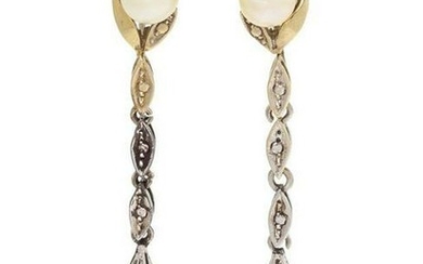 A Pair of White Gold and Cultured Pearl Earclips