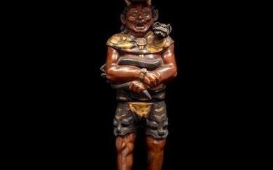 A Patinated and Gilt Bronze Figure of Oni