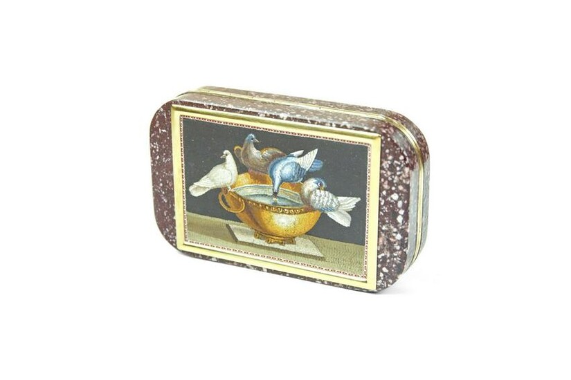 A Pulfrey Gold Mounted Micro mosaic snuff box